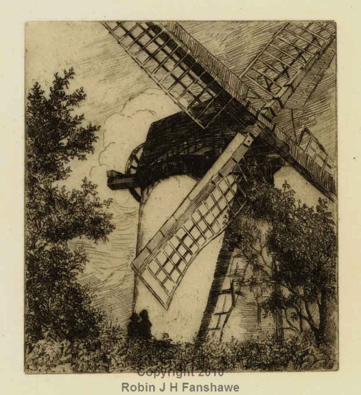 25 - Etching - 'Bidston Windmill'